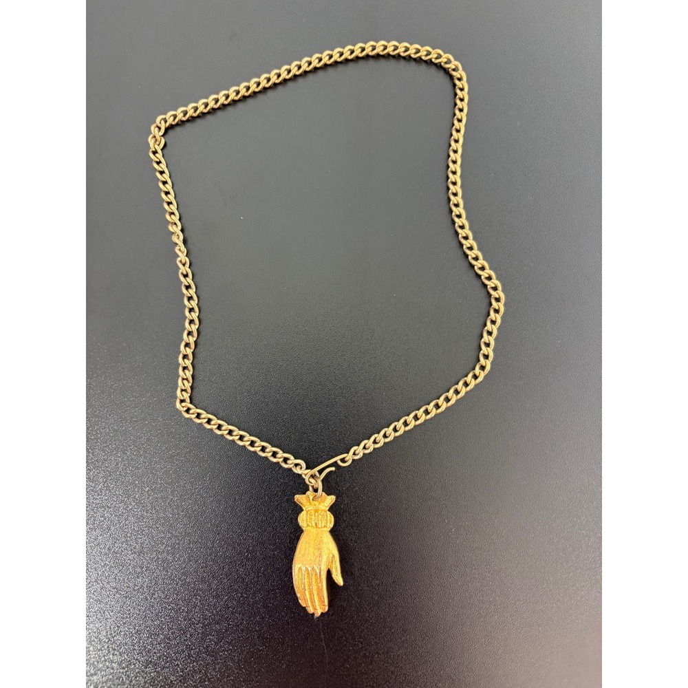 Unbranded Womens Necklace OS Gold Hand Pendant Victorian Style Curb Chain Costum